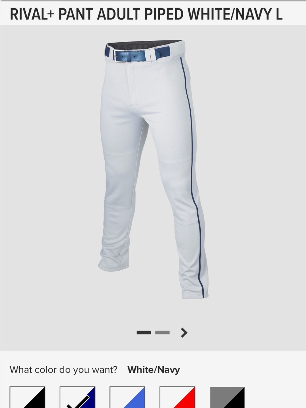 Men's Baseball Pants - White with Navy Piping